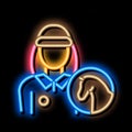 Woman Jockey neon glow icon illustration