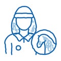Woman Jockey doodle icon hand drawn illustration