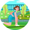 Woman jogger in park vector illustration cartoon