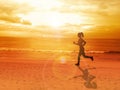 Woman jogging alone at beautiful sunset in the beach Royalty Free Stock Photo