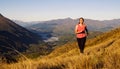Woman Jogging Beautiful Mountain Scenic Concept