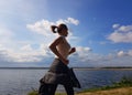 Woman jogging outdoor in summer tine. Healthy lyfestyle concept Royalty Free Stock Photo