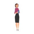 Woman Journalist or TV Presenter Character, Television Industry Concept Cartoon Style Vector Illustration