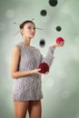 Woman juggle clew Royalty Free Stock Photo