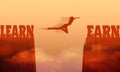 A woman jump between two cliffs. Royalty Free Stock Photo