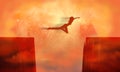 A woman jump between two cliffs. Royalty Free Stock Photo