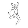 Woman jumping celebrating character