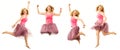 Woman jumping in four different ways Royalty Free Stock Photo