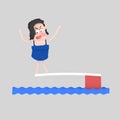 Woman jumping off diving platform Royalty Free Stock Photo