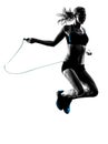 Woman Jumping Rope exercises silhouette Royalty Free Stock Photo