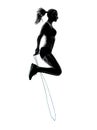 Woman Jumping Rope exercises silhouette Royalty Free Stock Photo