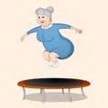 Woman jumping on trampoline