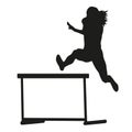 Woman jumps over the hurdle