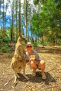 Woman with kangaroo Royalty Free Stock Photo