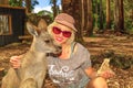 Woman with kangaroo