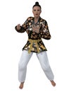 Woman in a karate pose