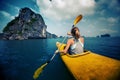 Woman with the kayak Royalty Free Stock Photo