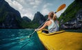 Woman with the kayak Royalty Free Stock Photo