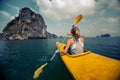 Woman with the kayak Royalty Free Stock Photo