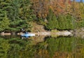 Woman Kayaking in Autumn on a Northern Lake Royalty Free Stock Photo