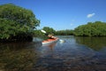 Woman kayaking in Biscayne National Park, Florida. Royalty Free Stock Photo