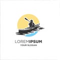 Woman kayaking silhouette logo