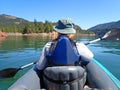 Woman Kayaks in Lost Creek Lake, Oregon