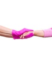 Woman keep carry closeup retiree gloves doctor hospice pink nurse hands old person white background medical