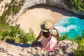 Woman at Kelingking Beach in Nusa Penida Royalty Free Stock Photo