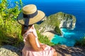 Woman at Kelingking Beach in Nusa Penida Royalty Free Stock Photo