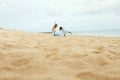 Woman And Kid On Beach. Happy Family Enjoying Summer Weekend Near Tropical Ocean. Fashion Mother With Little Daughter. Royalty Free Stock Photo