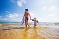 Summer family vacations background. Mother with daughter in the Royalty Free Stock Photo