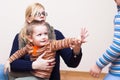 Woman and kid waving goodbye Royalty Free Stock Photo