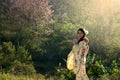 Woman in kimono traditional japanese dress Royalty Free Stock Photo