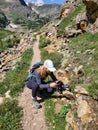 Woman on King Lake Trail in Indian Peaks Wilderness, Colorado. Royalty Free Stock Photo