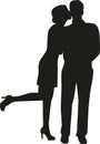 Woman kissing man silhouette
