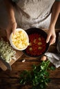 Woman in the kitchen preparing homemade food