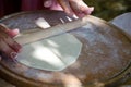 Woman knead the dough for cooking