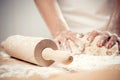 Woman kneading dough Royalty Free Stock Photo