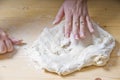 Woman Kneading Pizza Dough Royalty Free Stock Photo