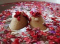 woman knees in Rose Petals Bath