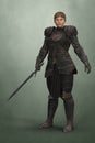 Woman knight wearing a suit of old armor Royalty Free Stock Photo