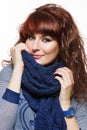 Woman with knitted wool scarf Royalty Free Stock Photo