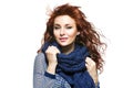 Woman with knitted wool scarf Royalty Free Stock Photo