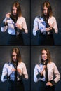 Woman knot tie helpful tutorial photo set process
