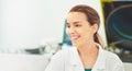 Woman in lab with equipments, pipettes Royalty Free Stock Photo