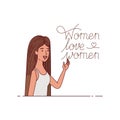 Woman with label women love women avatar character
