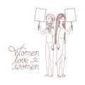 Woman with label women love women avatar character