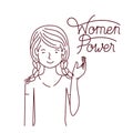 Woman with label women power avatar character