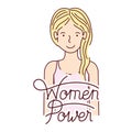 Woman with label women power avatar character